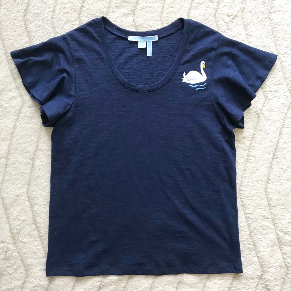 New Draper James Flutter-Sleeve Swan Top